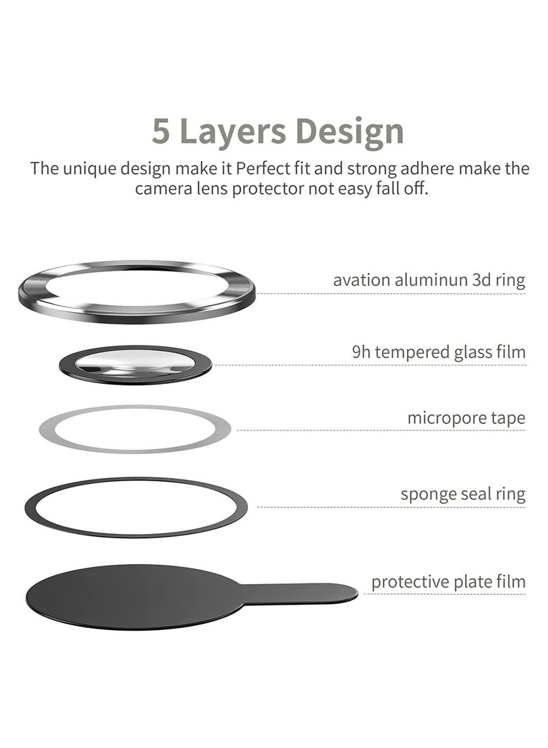 ELTRAZONE Camera Lens Screen Protector for iphone 15 Pro/iphone 15 Pro Max 2023, 9H Transparent Camera Tempered Glass Grade Protective Cover (Silver) - Image 5