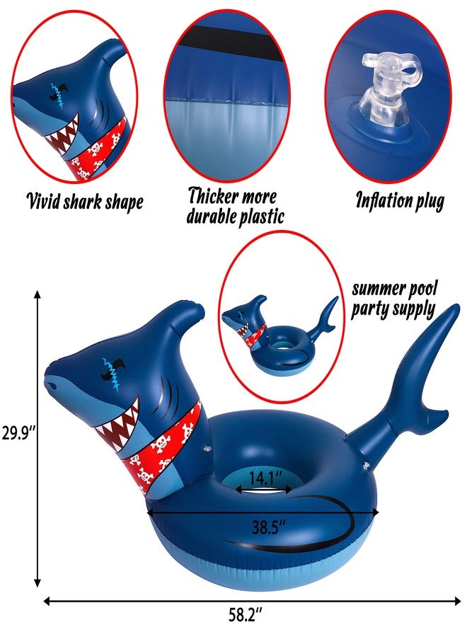 Geefuun 2PCS Pool Floats for Adults Inflatable Dinosaur Shark Swimming Floaties Rings Water Party Supplies - Image 3