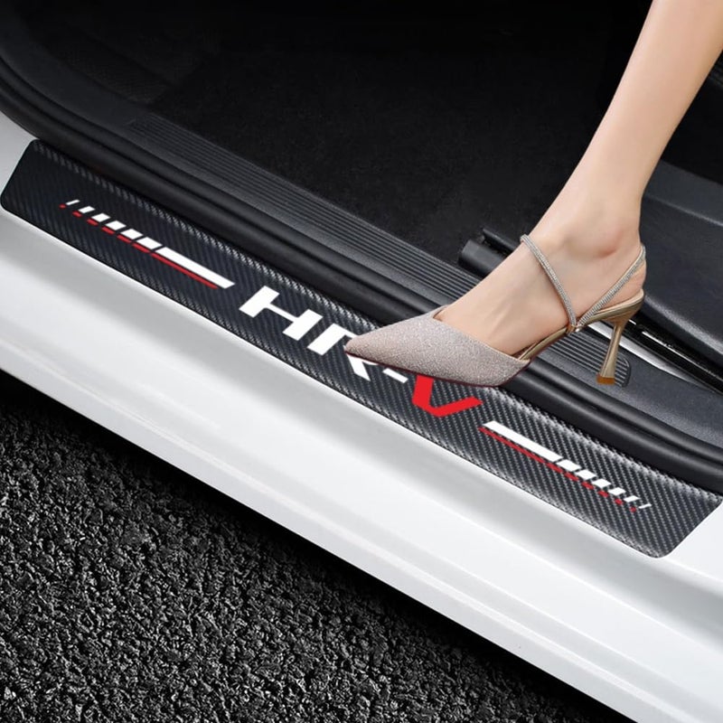 HUIANTS 4Pcs Car Door Sill Protector for Civic Accessories Fit for Civic Carbon Fiber Leather Door Sill Sticker, Decoration Door Sill Scuff Plate Sticker for Auto SUV - Image 1