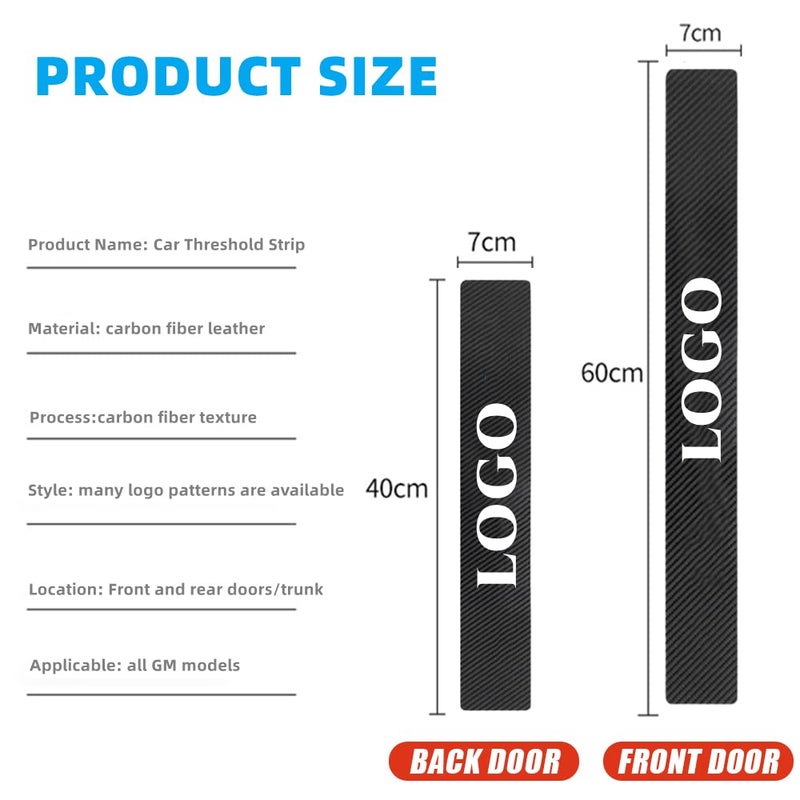 HUIANTS 4Pcs Car Door Sill Protector for Civic Accessories Fit for Civic Carbon Fiber Leather Door Sill Sticker, Decoration Door Sill Scuff Plate Sticker for Auto SUV - Image 4