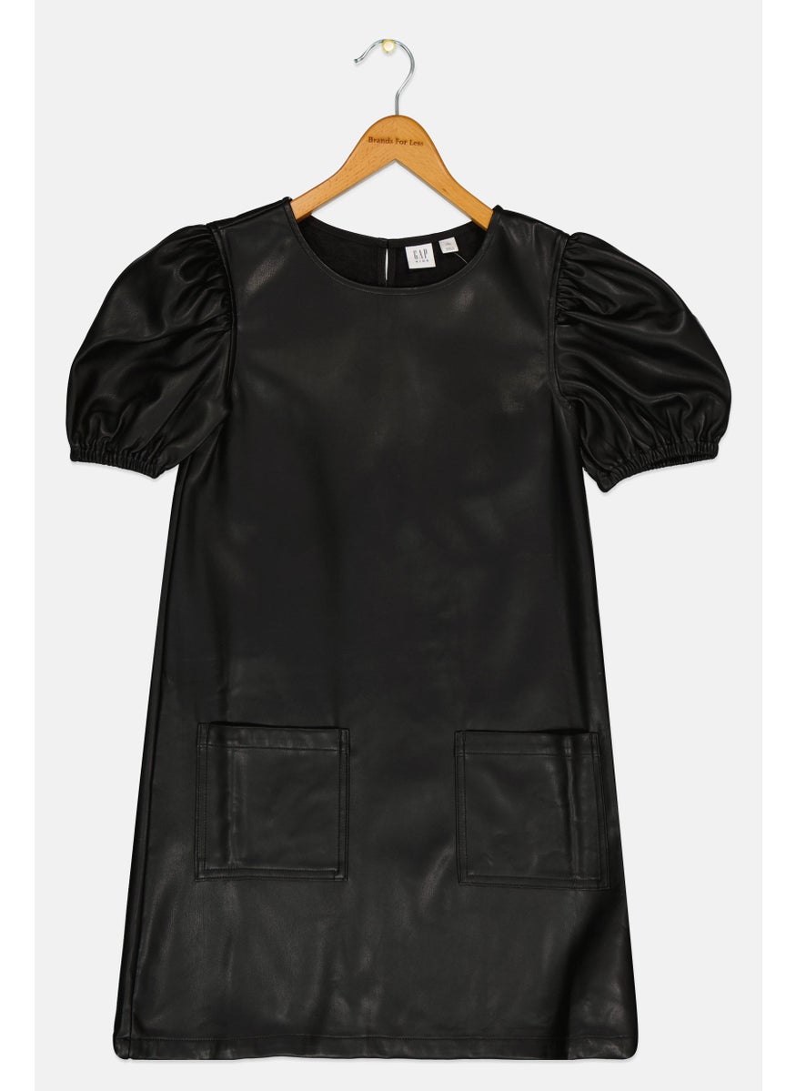 GAP Kids Girl Solid Front Pockets Dress, Black  - Image 1