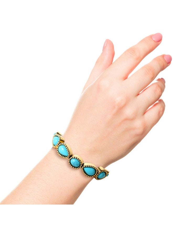 Jessica Simpson Womens Turquoise Stone Slider Bracelet Oxidized Goldtone Lariat Bracelet With Turquoise Accents - Image 2