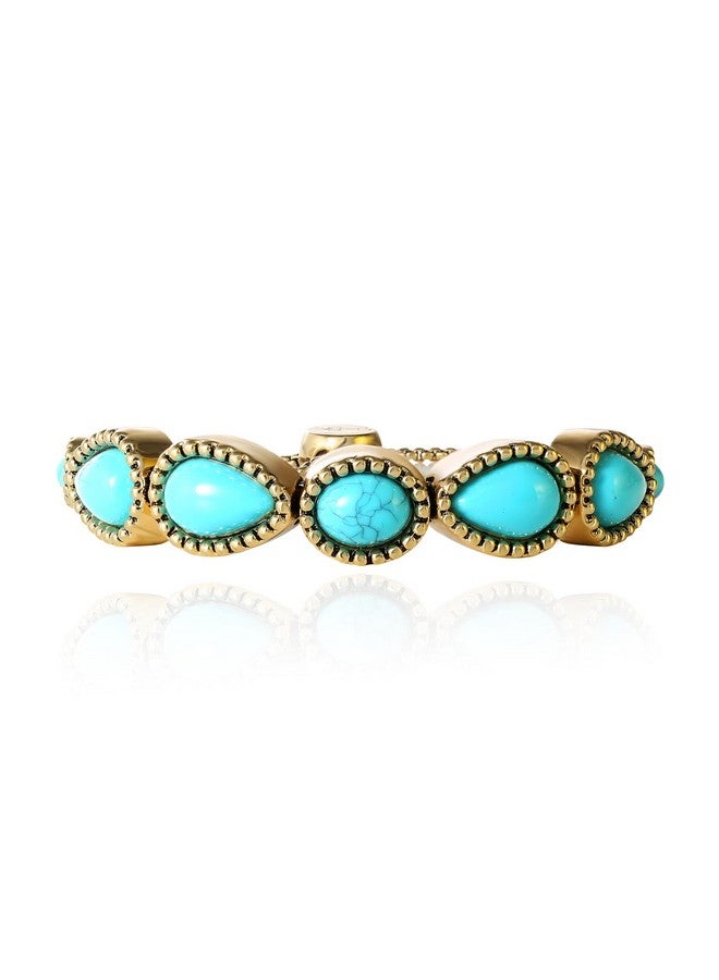 Jessica Simpson Womens Turquoise Stone Slider Bracelet Oxidized Goldtone Lariat Bracelet With Turquoise Accents - Image 1