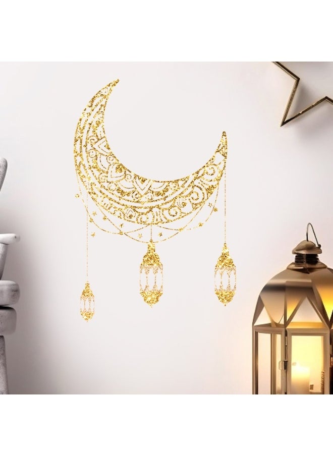 Laravel Festival Decor Ramadan Mubarak Wall Decor Moon and Star Hanging Lights Self-Adhesive PVC Stickers DIY Wall Art celebrations and daily decoration  - Image 4
