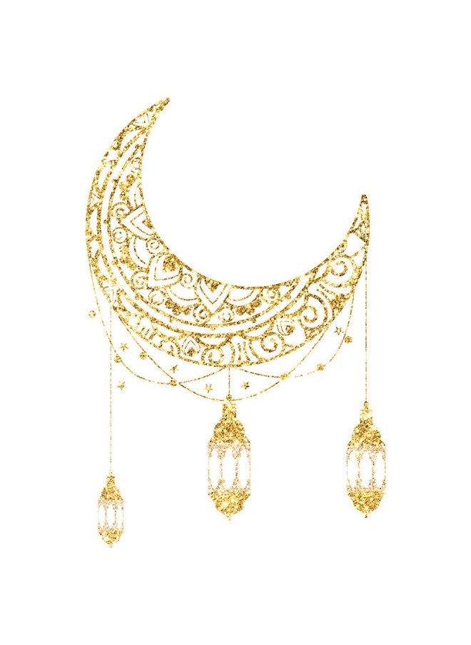 Laravel Festival Decor Ramadan Mubarak Wall Decor Moon and Star Hanging Lights Self-Adhesive PVC Stickers DIY Wall Art celebrations and daily decoration  - Image 1