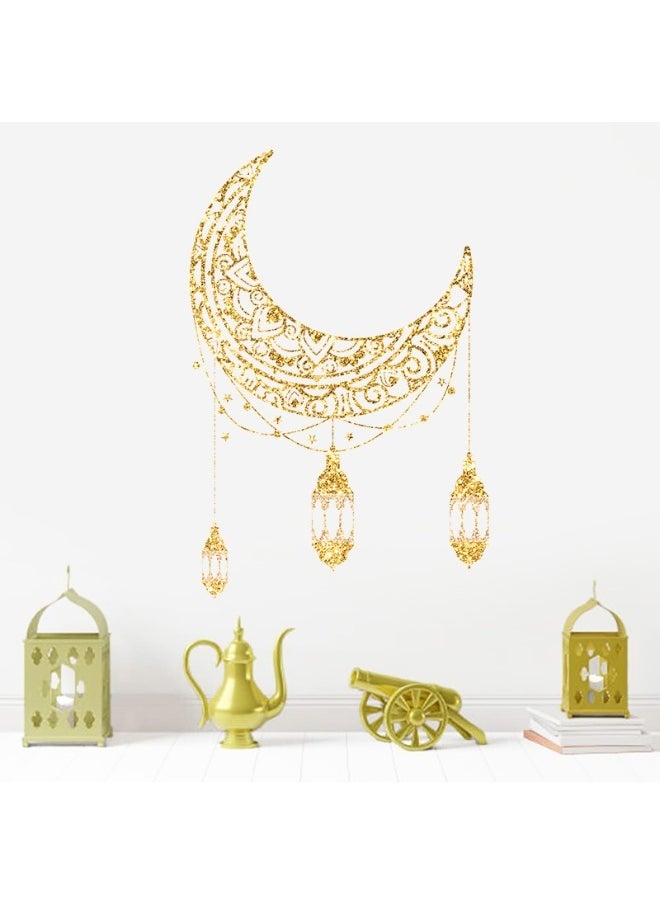 Laravel Festival Decor Ramadan Mubarak Wall Decor Moon and Star Hanging Lights Self-Adhesive PVC Stickers DIY Wall Art celebrations and daily decoration  - Image 5