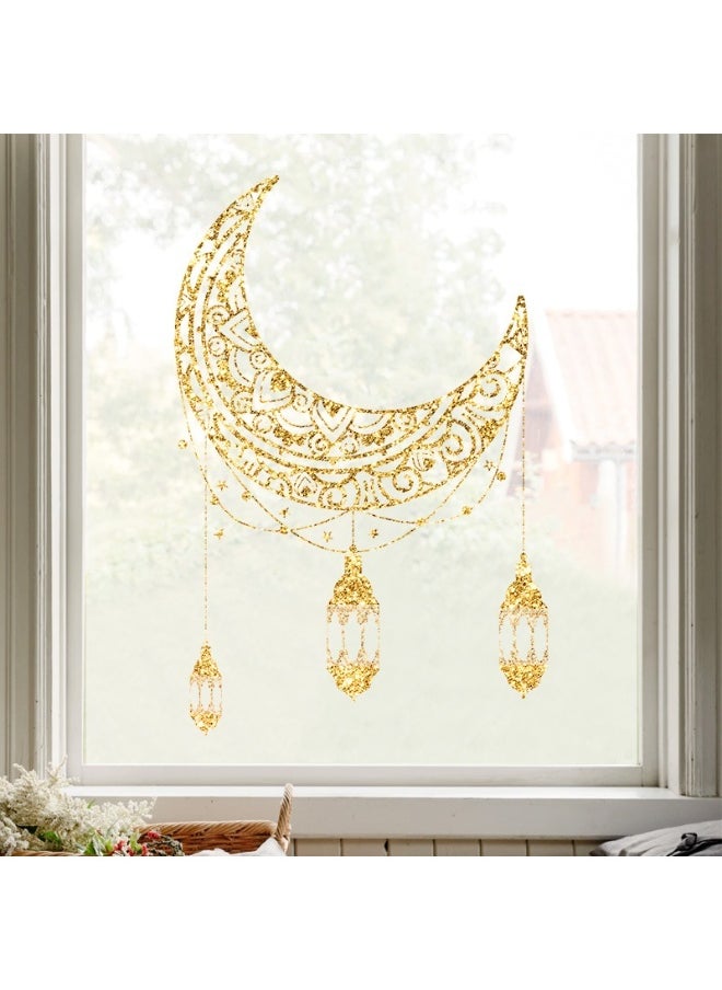 Laravel Festival Decor Ramadan Mubarak Wall Decor Moon and Star Hanging Lights Self-Adhesive PVC Stickers DIY Wall Art celebrations and daily decoration  - Image 2