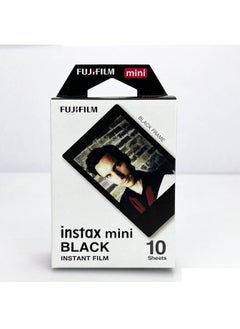 FUJIFILM 10 Sheet Instax Mini Film Photo Paper Black For Camera Portrait Home Decor  - Image 1