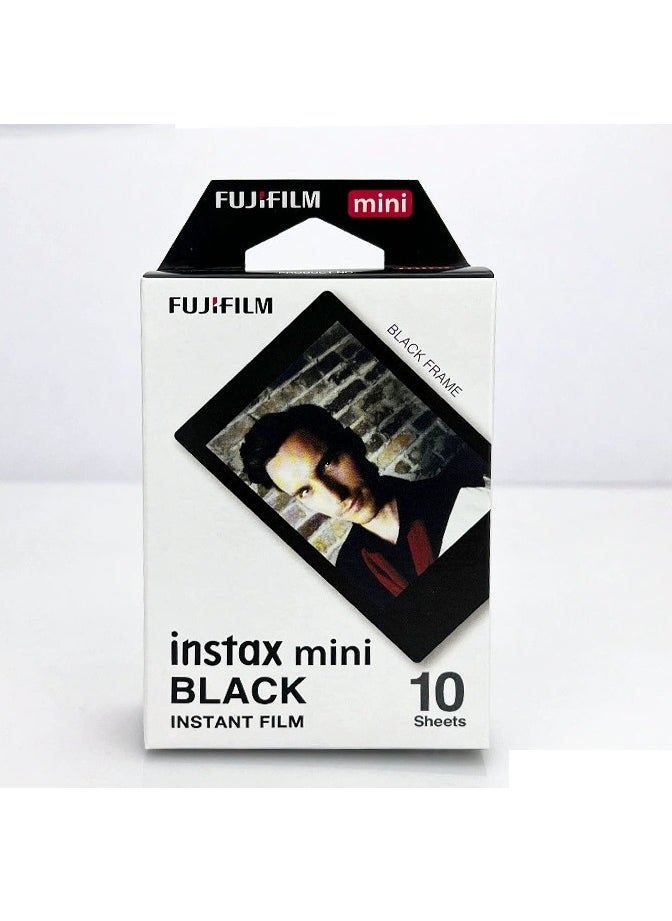 FUJIFILM 10 Sheet Instax Mini Film Photo Paper Black For Camera Portrait Home Decor  - Image 1