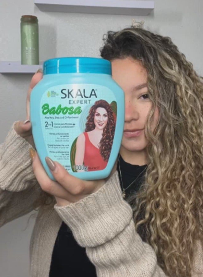 SKALA Skala Babosa (2 in 1) Treatment and Hydrates Hair Cream 1000g with Aloe Vera Extract, Shea Butter and D-Panthenol for All Types of Curly Hair 3 & 4ABC (Brazilian) - Image 5