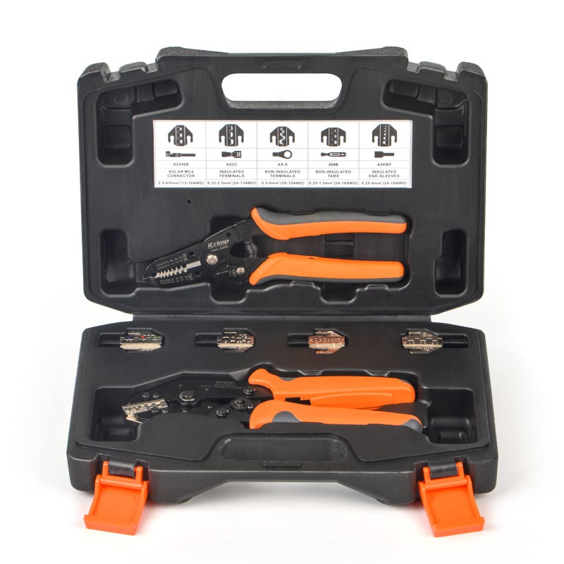 iCrimp Quick Change Ratcheting Crimper Tool Kit Automotive Service Kit for Crimping IWS4 Connector Insulated Noninsulated Terminal Open Barrel Terminals Dupont Connector End Sleeve Ferrules