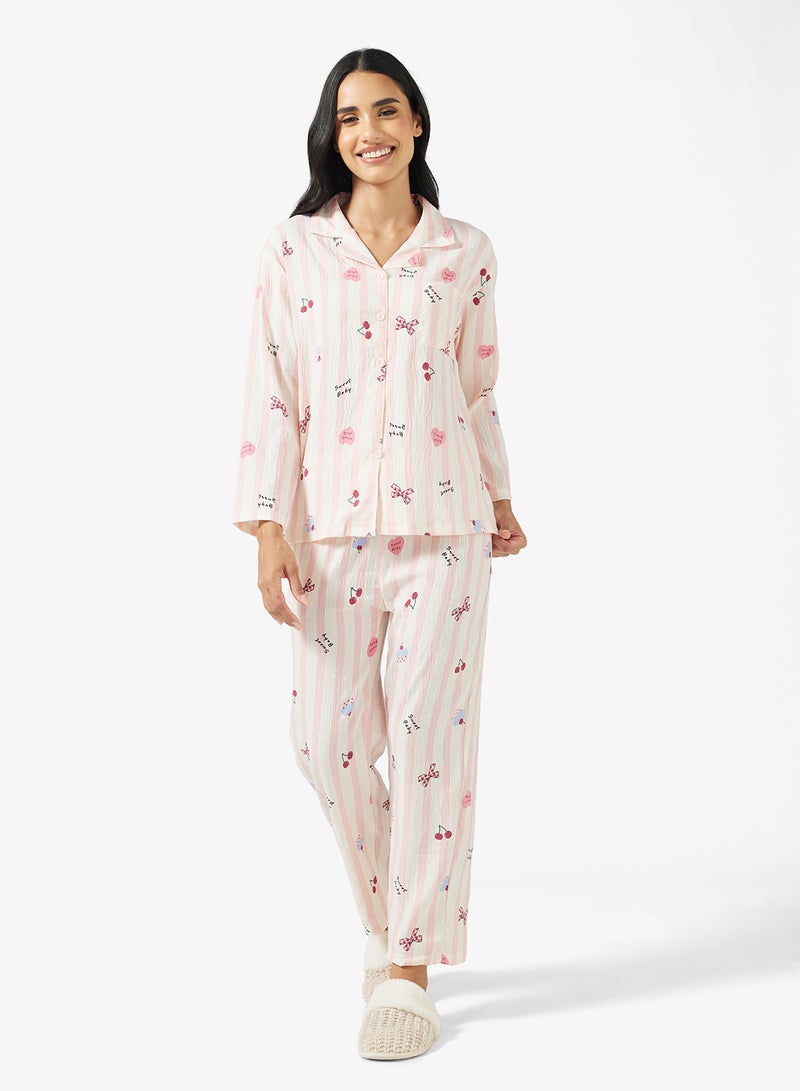 Ginger Button Up Floral Shirt & Pyjama Set - Image 5