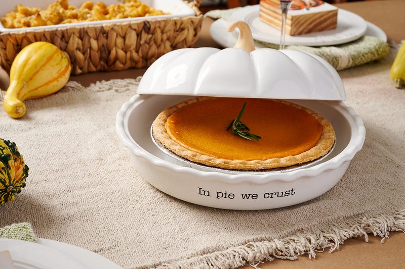 Mud Pie Circa Pumpkin Pie Dish Set, White, 5.5" x 10.5" dia - Image 4