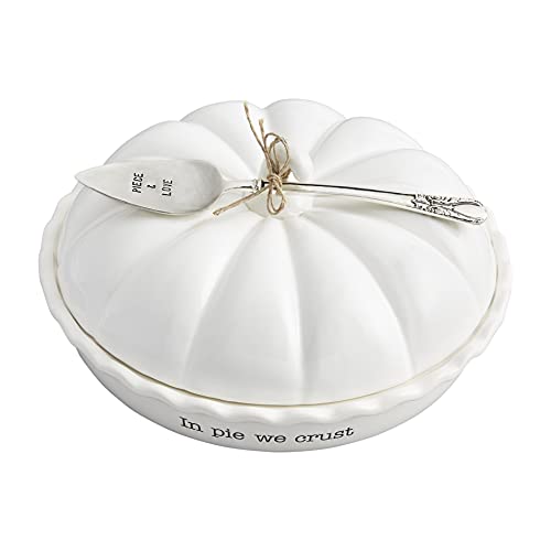 Mud Pie Circa Pumpkin Pie Dish Set, White, 5.5" x 10.5" dia - Image 1