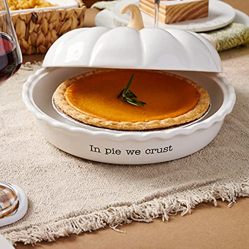 Mud Pie Circa Pumpkin Pie Dish Set, White, 5.5" x 10.5" dia - Image 3