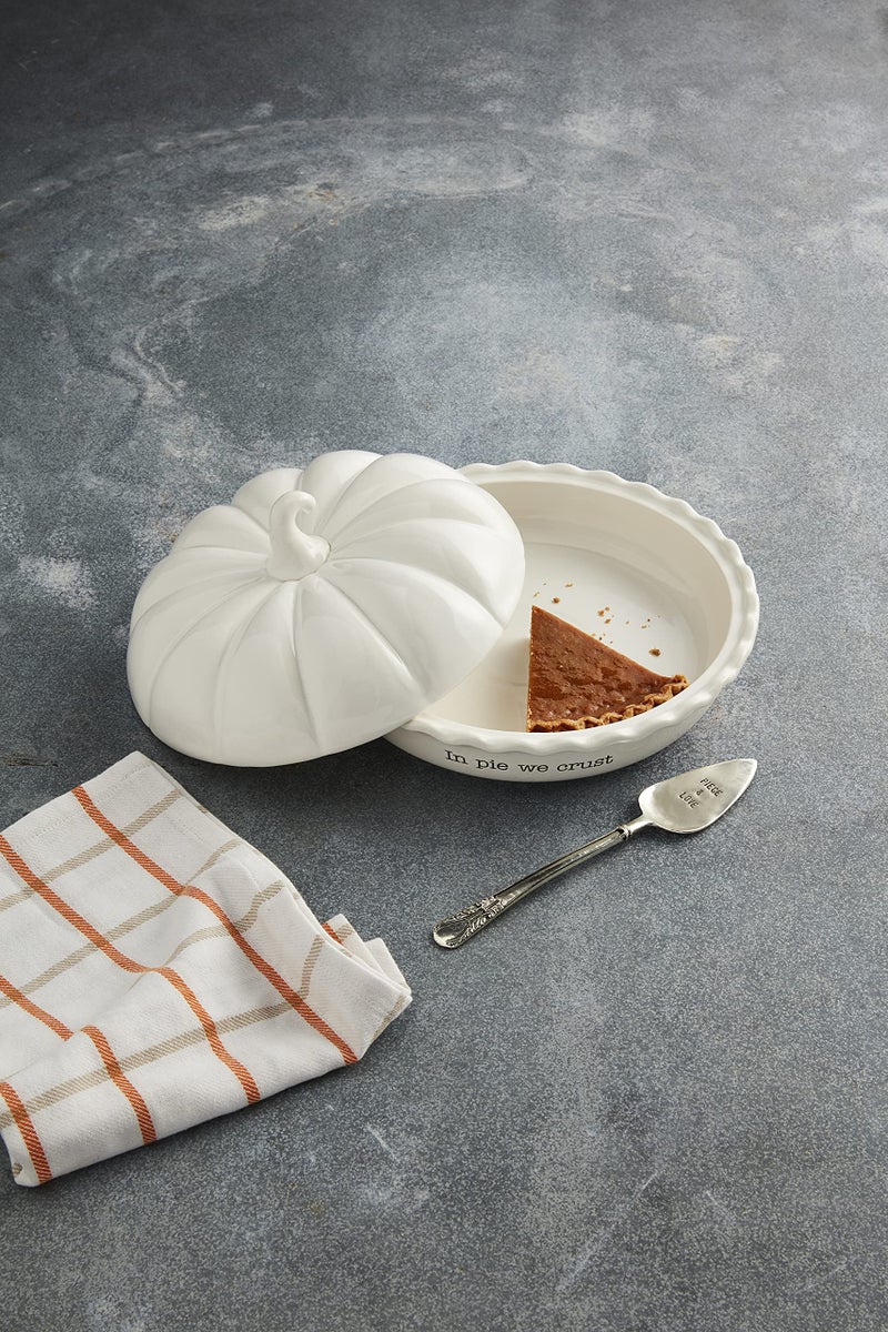 Mud Pie Circa Pumpkin Pie Dish Set, White, 5.5" x 10.5" dia - Image 2