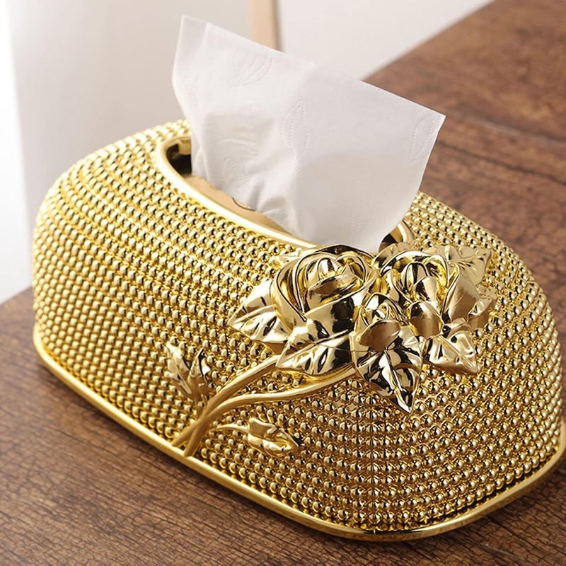 TENDULA Vintage Gold Tissue Box Holder,Luxury Facial Napkin Holder,Toilet Paper Holder for Home Office Bathroom Car Automotive Decor. (Rose Gold Oval) - Image 4