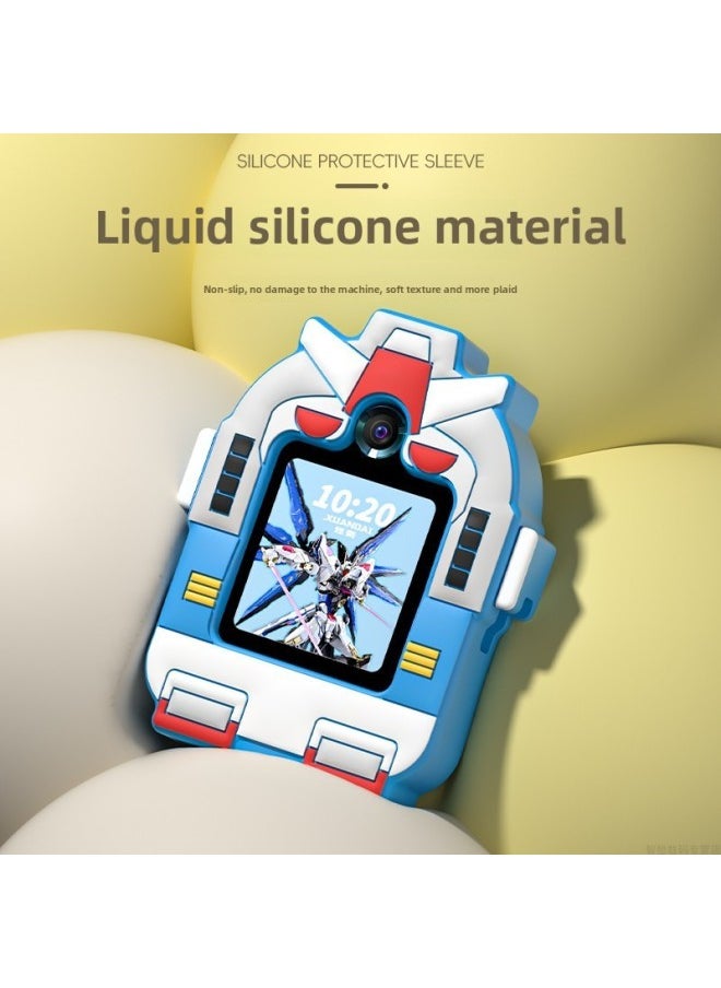 Generic - Suitable For HuaweiChildren's Phone Watch 3pro Strap Hanging Collar 5X Gundam 5XPro Silicone 4 Pendant 3 Protection-Color:Free Gundam Protective Cover +2 Pieces Of Tempered Film + Liquid Lanyard + Cartoon Gundam Lanyard-Specifications:Applicable: For HuaweiChildren's Watch 3S - Image 1