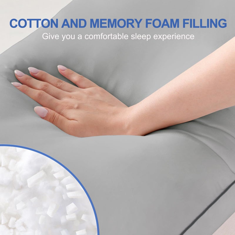 YZ HOME Memory Foam Body Pillow Insert - Full Body Pillow for Adults - Soft Large Long Bed Pillow for Side Sleeper(20x54 Inch, Grey) - Image 3
