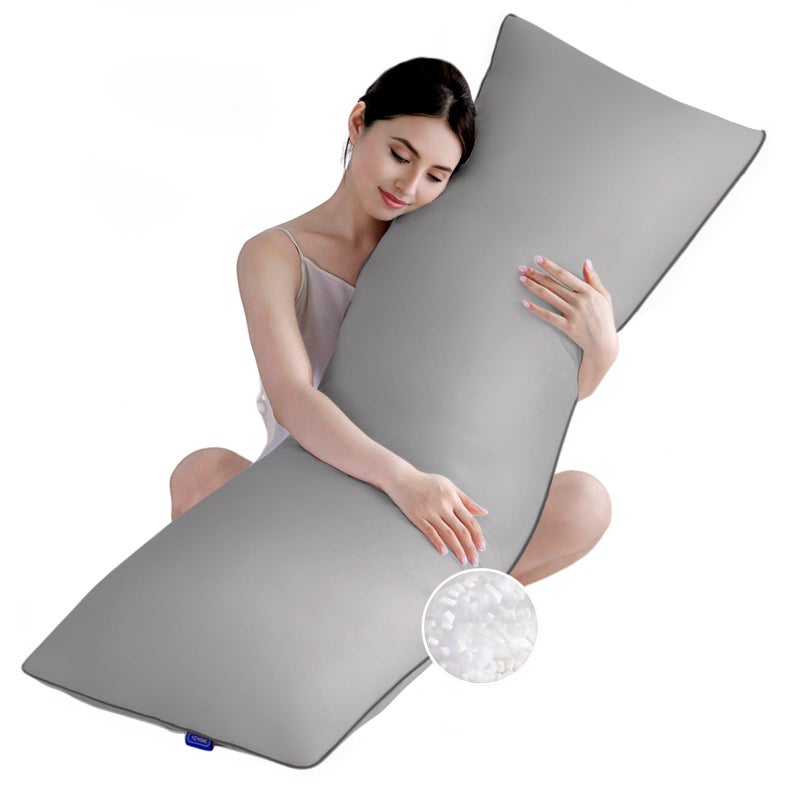 YZ HOME Memory Foam Body Pillow Insert - Full Body Pillow for Adults - Soft Large Long Bed Pillow for Side Sleeper(20x54 Inch, Grey) - Image 1
