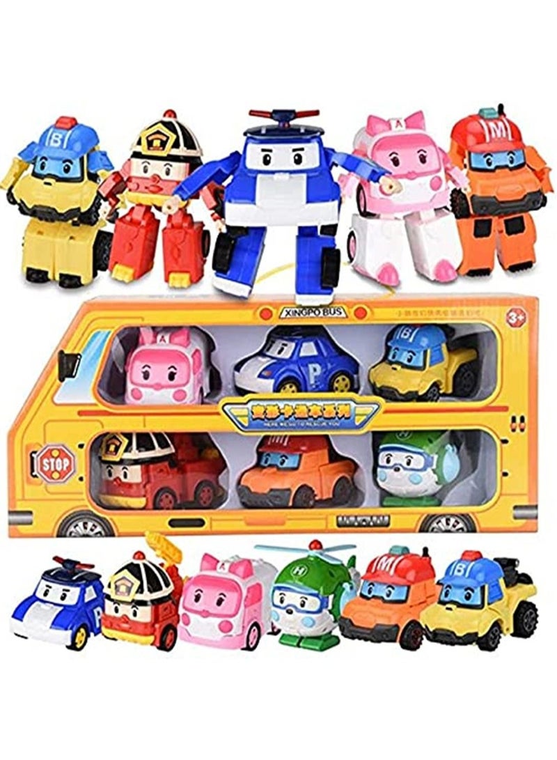 6pcs/Set Robocar Poli Transformation Robot Car Toy - Image 1