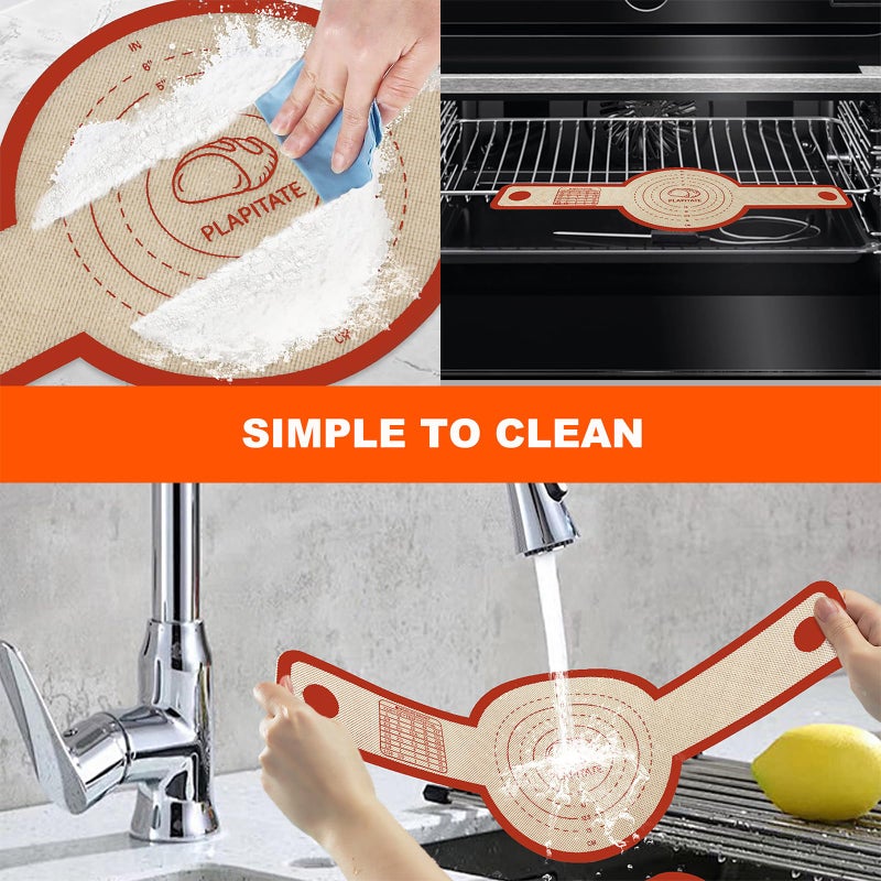 PLAPITATE Silicone Bread Sling Dutch Oven Liner, Non-Stick & Easy Clean Reusable Oval and Round Silicone Bread Baking Mat with Long Handles, Easy to Transfer Sourdough Bread - 2 Red Set - Image 5