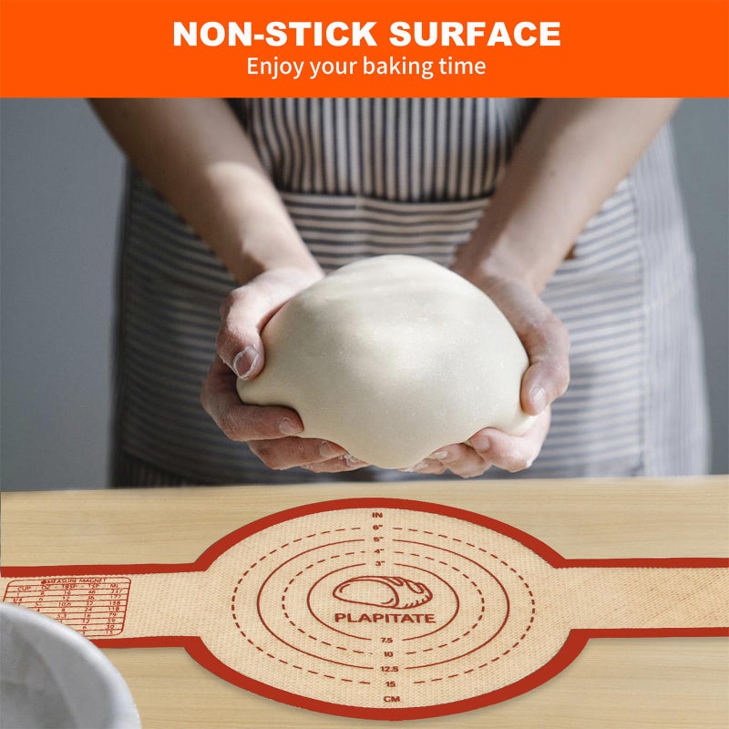 PLAPITATE Silicone Bread Sling Dutch Oven Liner, Non-Stick & Easy Clean Reusable Oval and Round Silicone Bread Baking Mat with Long Handles, Easy to Transfer Sourdough Bread - 2 Red Set - Image 4