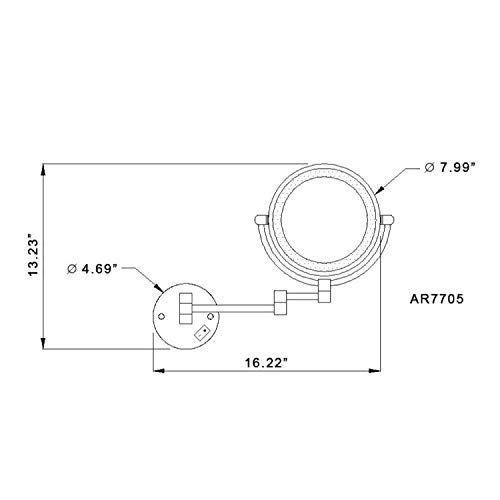 Nameeks AR7705-SNI-3x Glimmer Double Face Round LED 3x Magnification Makeup Mirror, Satin Nickel - Image 3