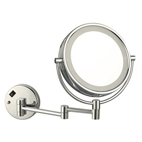 Nameeks AR7705-SNI-3x Glimmer Double Face Round LED 3x Magnification Makeup Mirror, Satin Nickel - Image 1