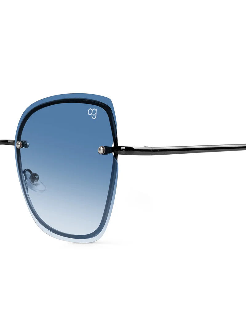 Woggles Latest & Stylish UV Protected BlueX Black Cateye Rimless Sunglasses for Women