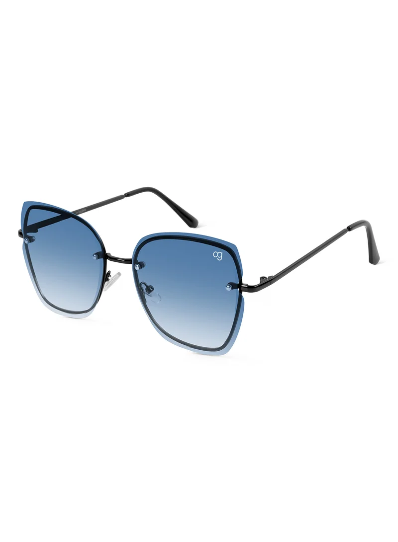 Woggles Latest & Stylish UV Protected BlueX Black Cateye Rimless Sunglasses for Women