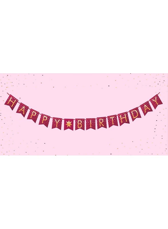 SYGA Pink Happy Birthday Banner with Star Designs Decorative Birthday Party Banner - Image 3