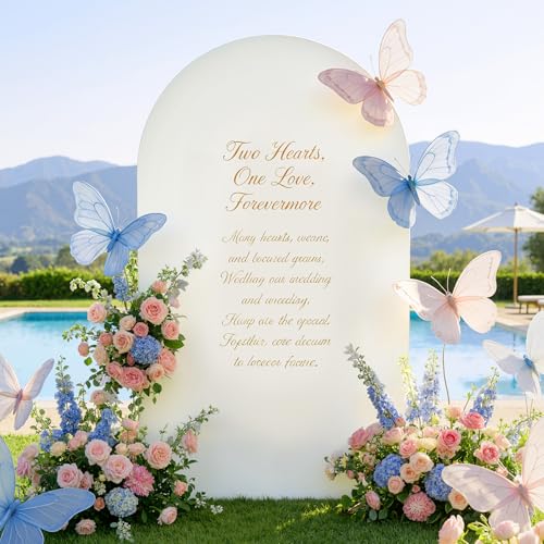 NSSONBEN Ivory 7.2 ft Arch Backdrop Cover for 7.2ft Arch Stand, Wrinkle Free Stretchy Spandex Wedding Arch Covers, Top Round Chiara Fitted Cream Arch Backdrop Stand Cover for Parties Photo Background - Image 1