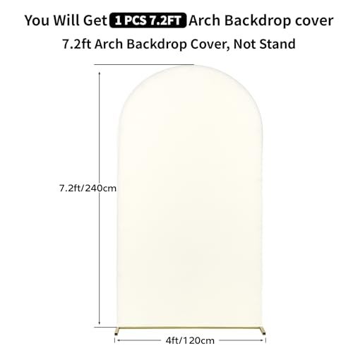 NSSONBEN Ivory 7.2 ft Arch Backdrop Cover for 7.2ft Arch Stand, Wrinkle Free Stretchy Spandex Wedding Arch Covers, Top Round Chiara Fitted Cream Arch Backdrop Stand Cover for Parties Photo Background - Image 5