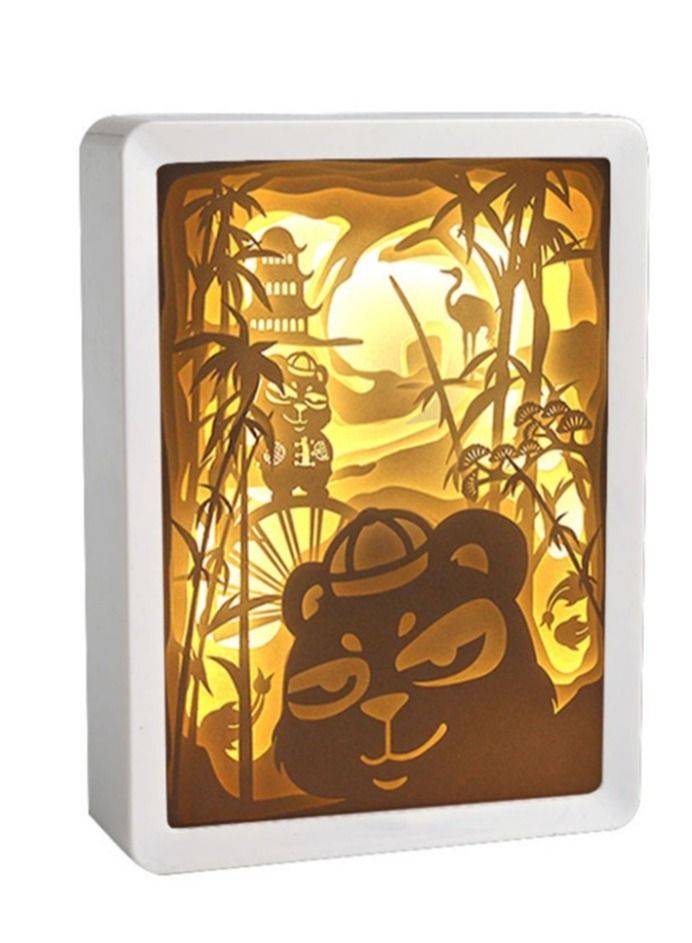 NIBEMINENT Festive Creative Home Photo Frame Gift Bedside Ambient 3D DIY Paper Sculpture Lamp 