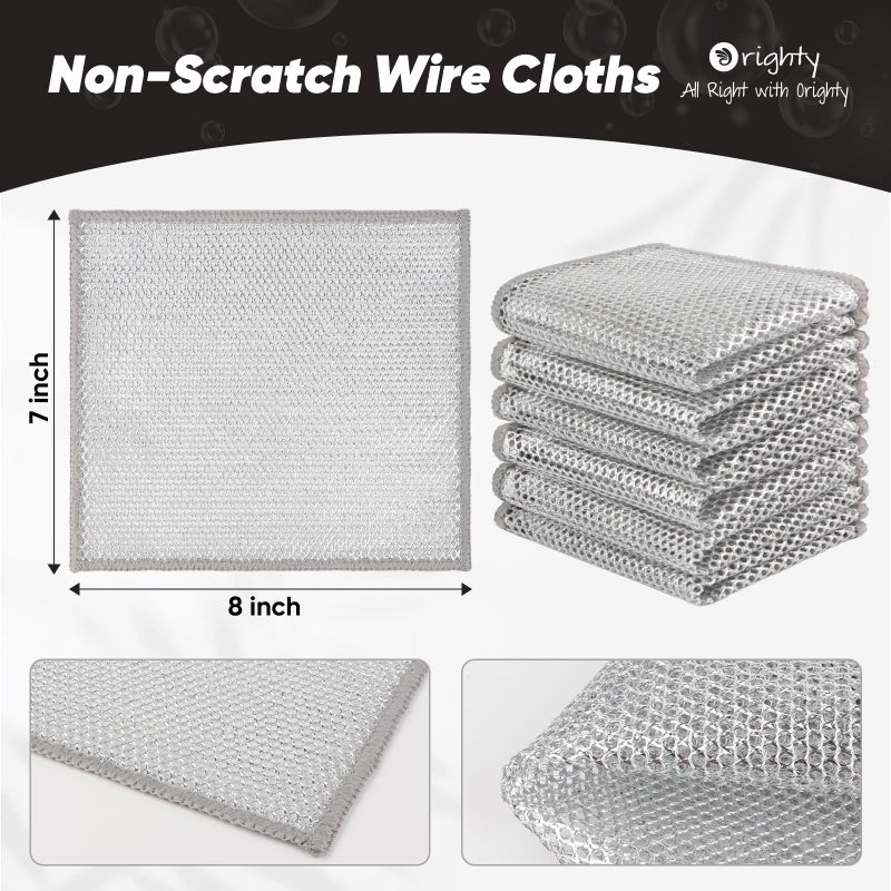 Orighty 24 Pcs Multipurpose Wire Dishwashing Rag, Non-Scratch Wire Dish Cleaning Cloths for Wet and Dry, Reusable Steel Scrubber for Kitchen, Powerful Dishcloth Rag for Cookware, Dish, Stove-7"x8" - Image 2