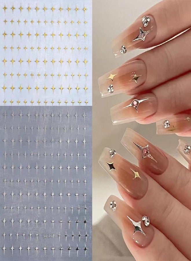 BYJKYEN 6 Sheets Star Nail Stickers for Nail Art, 3D Glitter Shiny Gold Silver White Black Stars Nail Art Design Decals Self-Adhesive Star Stickers DIY Nail Decals Nail Tips for Manicure Decoration Supplies - Image 5
