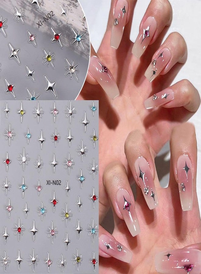 BYJKYEN 6 Sheets Star Nail Stickers for Nail Art, 3D Glitter Shiny Gold Silver White Black Stars Nail Art Design Decals Self-Adhesive Star Stickers DIY Nail Decals Nail Tips for Manicure Decoration Supplies - Image 4