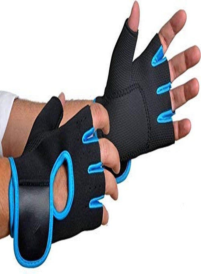 serveuttam India Weight Lifting Palm Gym & Fitness Gloves (Free Size) Blue - Image 1