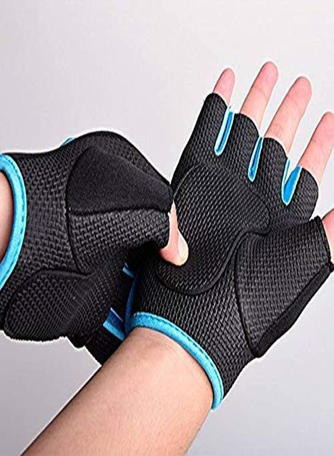 serveuttam India Weight Lifting Palm Gym & Fitness Gloves (Free Size) Blue - Image 3