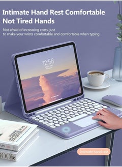 Aookay Arabic and English Keyboard Case for Samsung Galaxy Tab A9 Plus 5G 2023 Case with Bluetooth Mouse, Round Key Wireless Keyboard, Lightweight Smart Keyboard Cover (Black, Galaxy Tab A9 Plus)  - Image 2