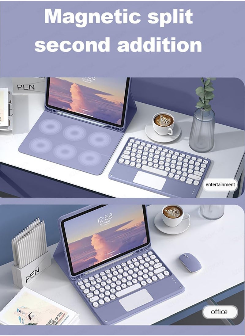 Aookay - Arabic and English Keyboard Case for Samsung Galaxy Tab A9 Plus 5G 2023 Case with Bluetooth Mouse, Round Key Wireless Keyboard, Lightweight Smart Keyboard Cover (Black, Galaxy Tab A9 Plus) - Image 1