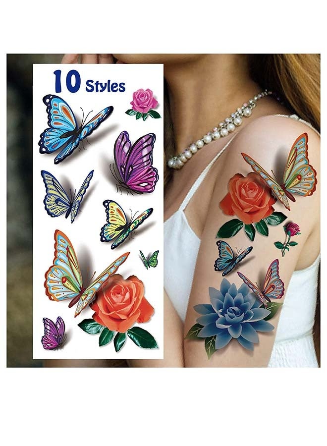 ٧٨ نمطًا من الوشم المؤقت للنساء، ملصقات وشم الفراشة، وشوم مؤقتة واقعية للنساء، وشوم زهور شبه دائمة مقاومة للماء وطويلة الأمد - Image 1