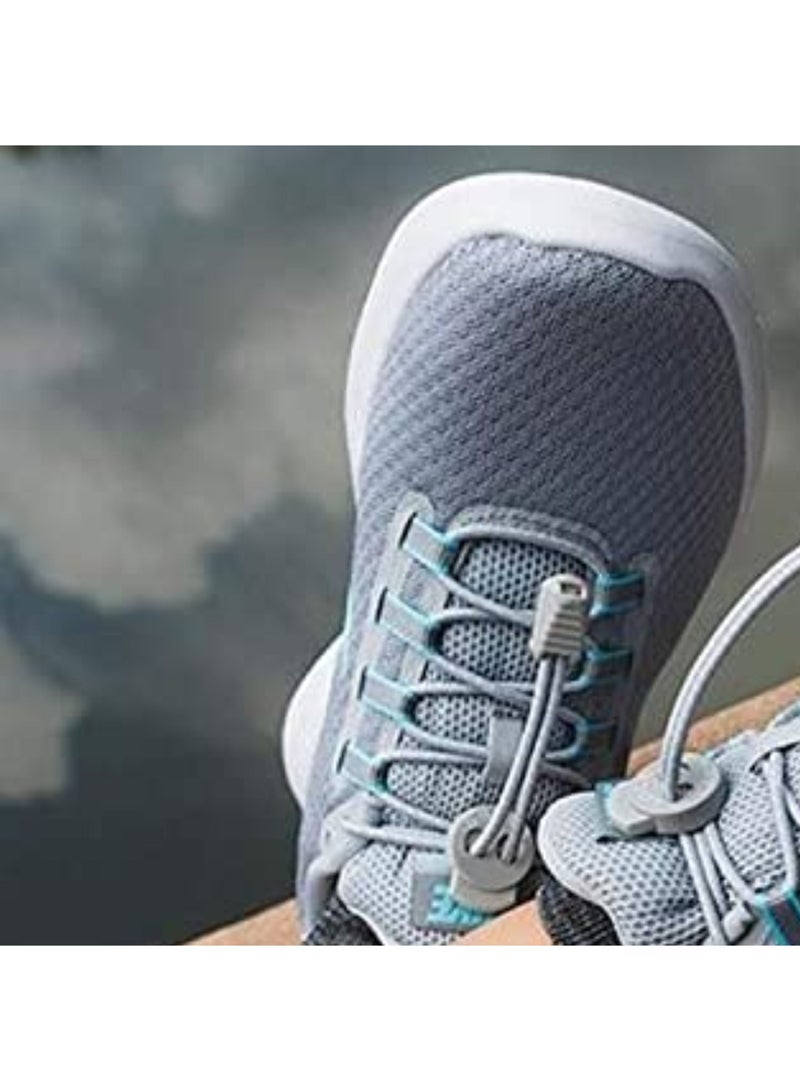 AIWANTO 1 Pair Elastic No Tie Shoelaces Laces One Size Fits All for Kids & Adults Non Tie Lock Elastic Shoe Laces Grey - Image 3