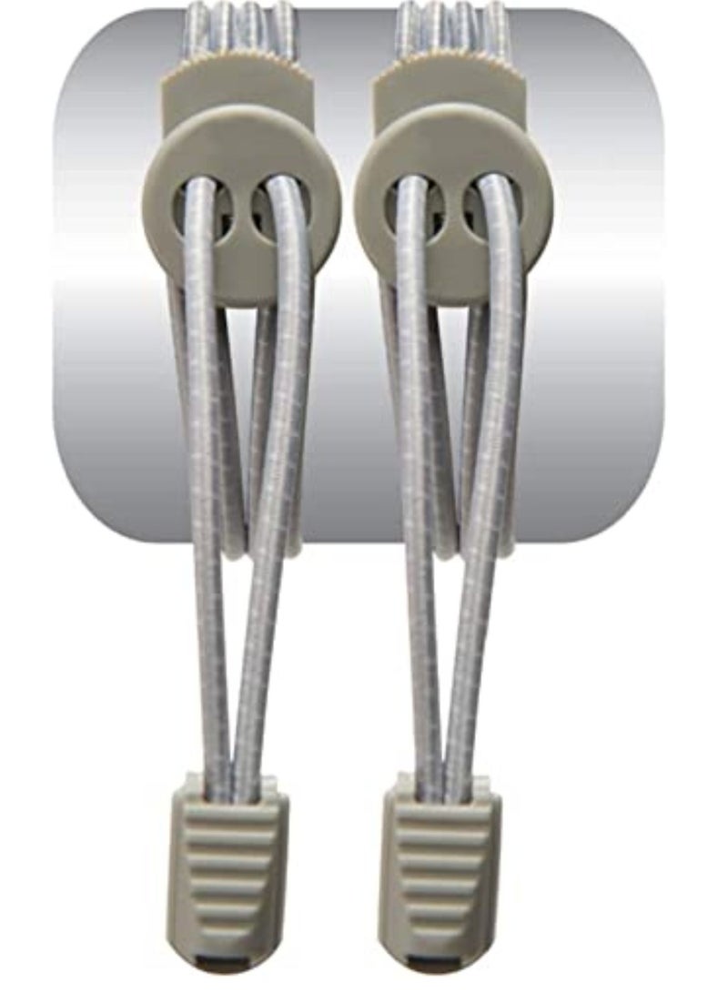 AIWANTO 1 Pair Elastic No Tie Shoelaces Laces One Size Fits All for Kids & Adults Non Tie Lock Elastic Shoe Laces Grey - Image 1