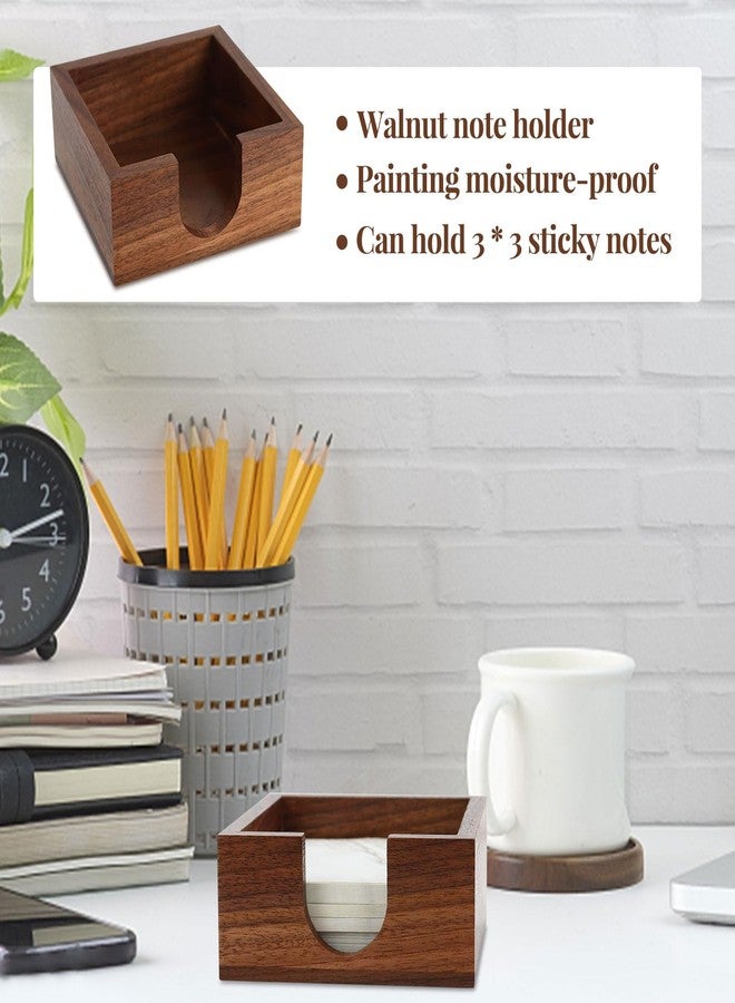 MultiBey Sticky Notes Memo Pad Holder Dispenser Wooden Post it Note Holder Walnut Desk Supplies Organizer Accessories for Office Home Schools - Image 2