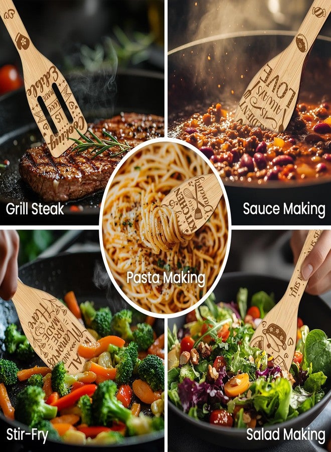 CUTHOLLOW 6Pcs Wooden Kitchen Utensil Set for Cooking, Funny Kitchen Bamboo Cooking Spoons Set, Mothers Day Gifts Ideas - Unique Birthday Anniversary Housewarming Gift for Mom Grandma Wife - Image 4