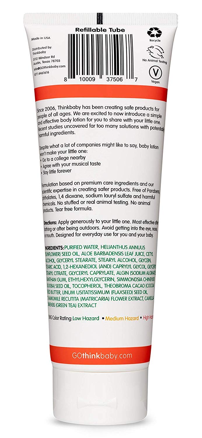 Thinkbaby Baby Lotion For Sensitive Skin | EWG Verified, Soothing Relief, Moisturizing, Nourishing | Fragrance Free, Unscented, For Face & Body - 8oz, 237 ML - Image 2