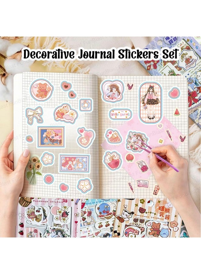 فنبلاست مجموعة ملصقات FunBlast Kawaii - 16 ورقة (100+ قطعة) ملصقات ثلاثية الأبعاد DIY للبنات، ملصقات جمالية، ملصقات للتدوين، سكرابوكينغ، مجموعة ملصقات لطيفة (BoboBear-4X4=16 ورقة) - Image 5