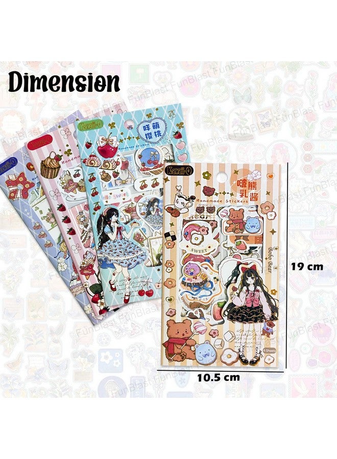 فنبلاست مجموعة ملصقات FunBlast Kawaii - 16 ورقة (100+ قطعة) ملصقات ثلاثية الأبعاد DIY للبنات، ملصقات جمالية، ملصقات للتدوين، سكرابوكينغ، مجموعة ملصقات لطيفة (BoboBear-4X4=16 ورقة) - Image 2